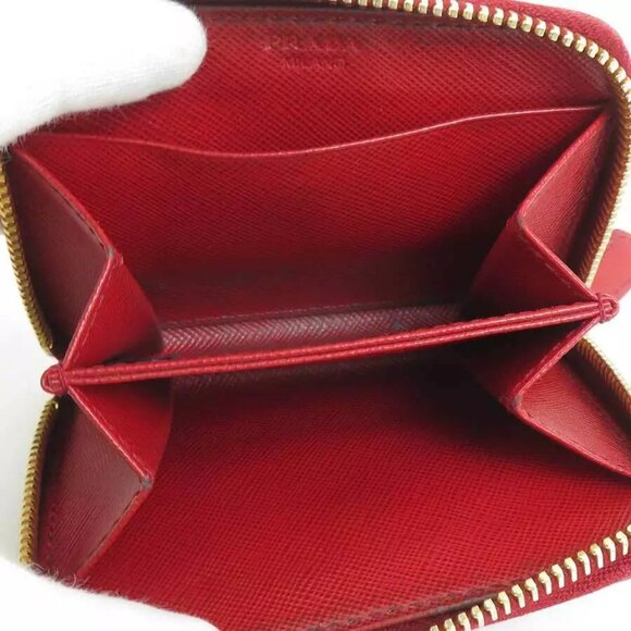 Auth PRADA Coin Purse Case Dark Red Leather/Goldtone - e59902a - Picture 3 of 8